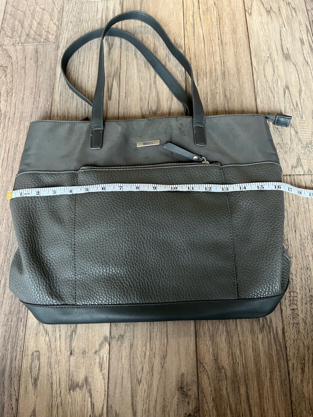 Roots Charcoal Pebbled Tote Bag with Front Zip Pocket - Picture 6 of 7